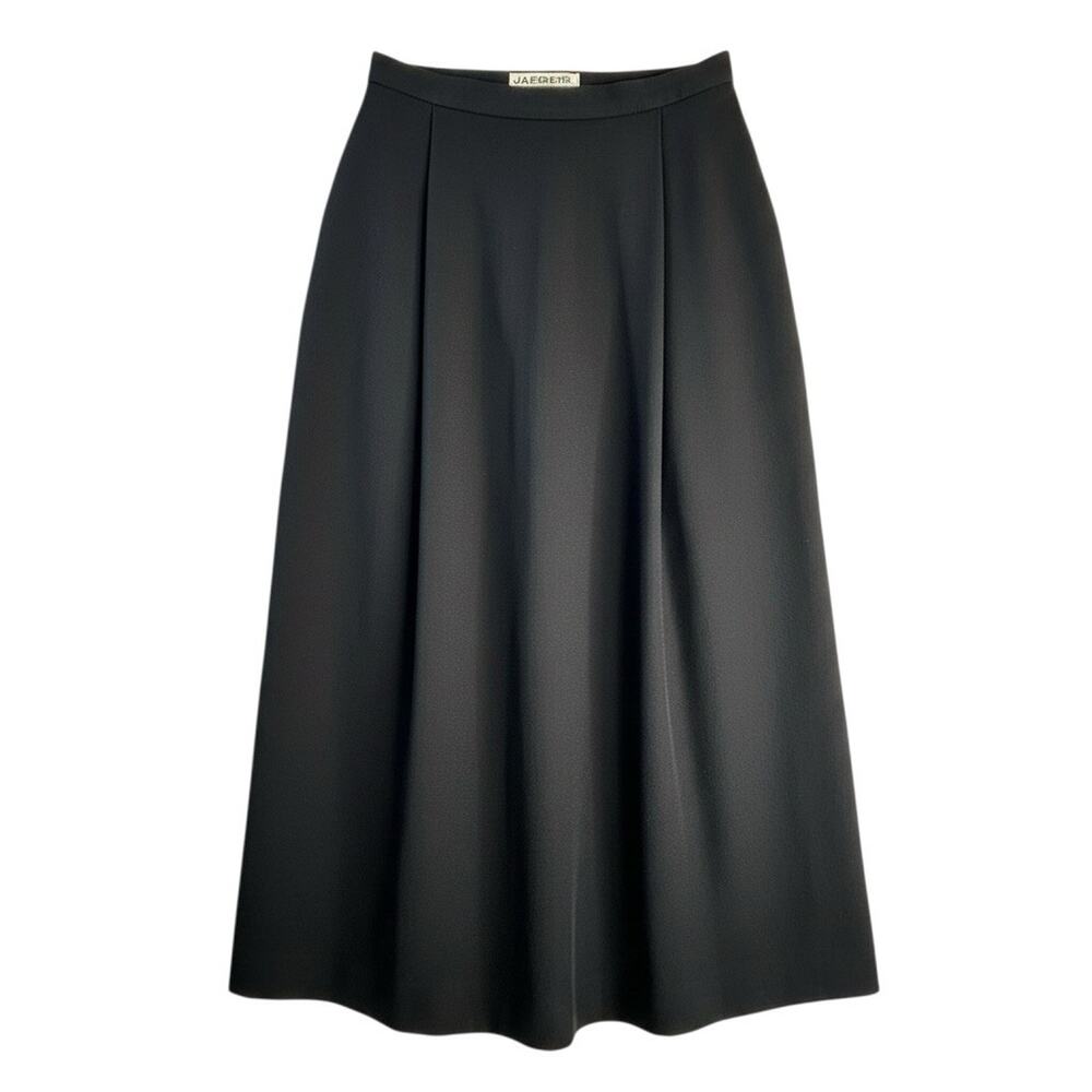 Vintage JAEGER Women's Skirt 14 100% Wool Lined Classic Black Old Money